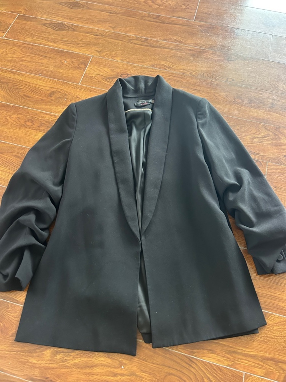 Alice + Olivia Black Open-Front Shawl Collar Blazer